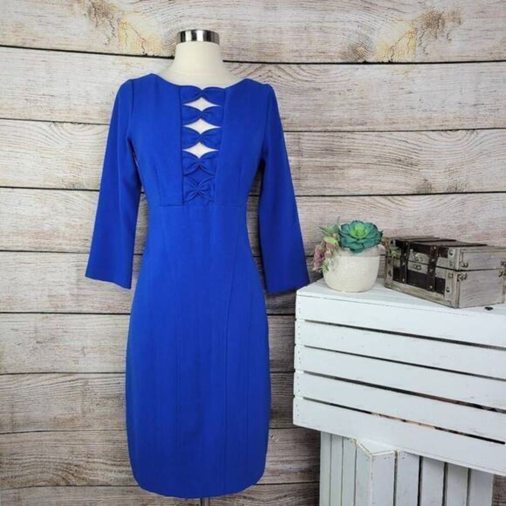 Nanette Lepore‎ Women's Knee Length Sheath Dress Royal Blue Size 6
